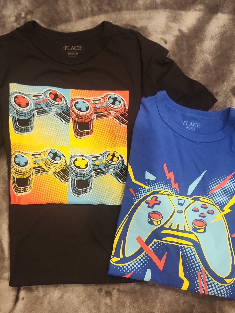 Place Black & Blue Gamer Controller Graphic Tees